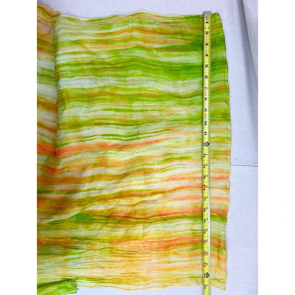 LUA Silk Scarf Yellow watercolor Crinkle Shawl Wrap Handmade Artsy Lagenlook NWT